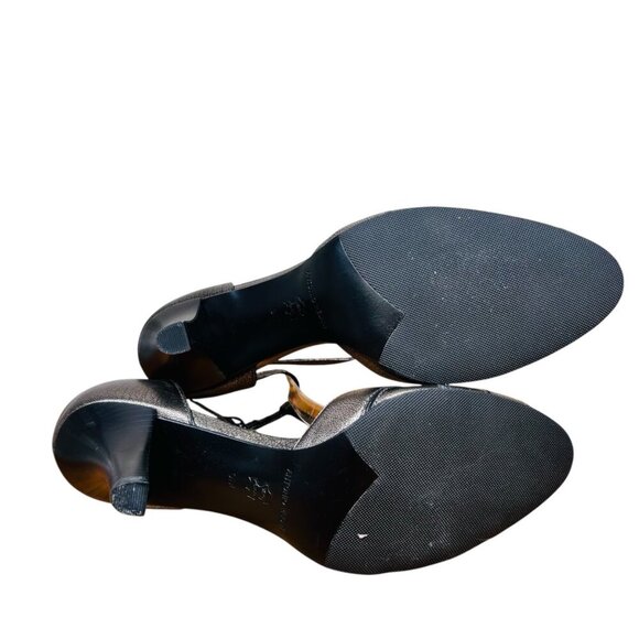 Antonio Melani 9 T Strap Heel Pump Pewter Metallic Shimmer - Picture 7 of 8